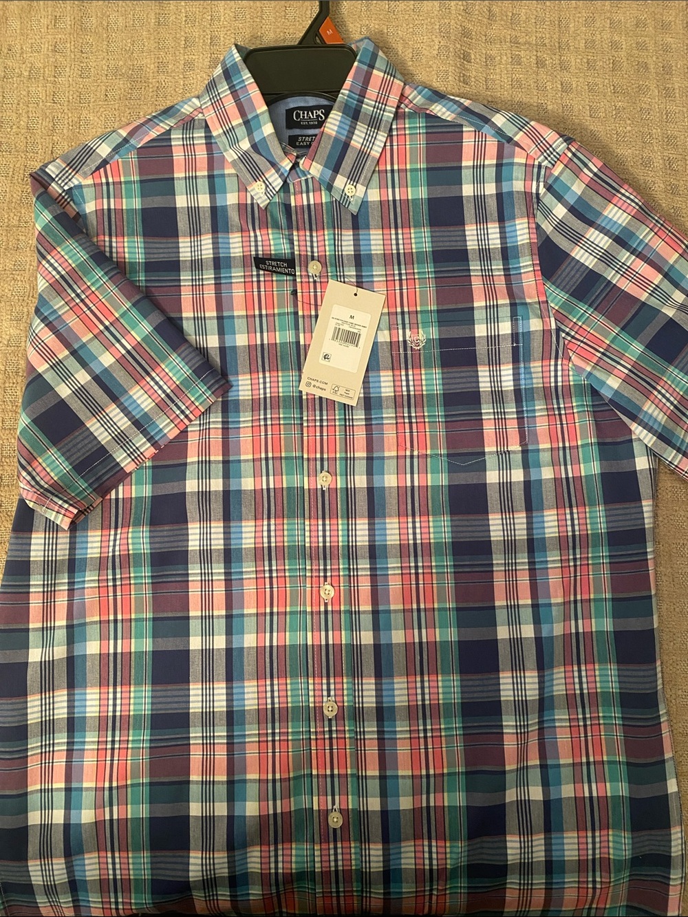 Chaps Men's Plaid Button-Down Shirt - Navy, Pink, Teal
